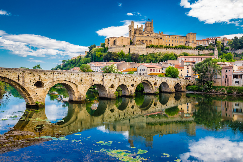 Old Bridge And Cathedral In Beziers